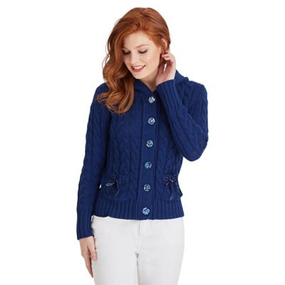 Navy chunky cable cardigan